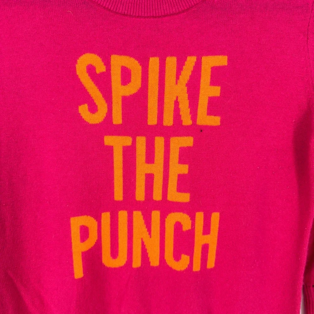 Kate Spade Sweater Women Small Pink Spike The Punch Wool Cashmere Graphic Preppy